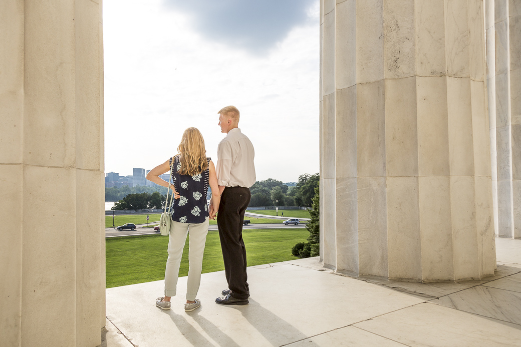 Joshua Llewellyn proposes to his girlfriend Nicolette Fedorov at the Lincoln Memorial in Washington, DC, June 26, 2015.