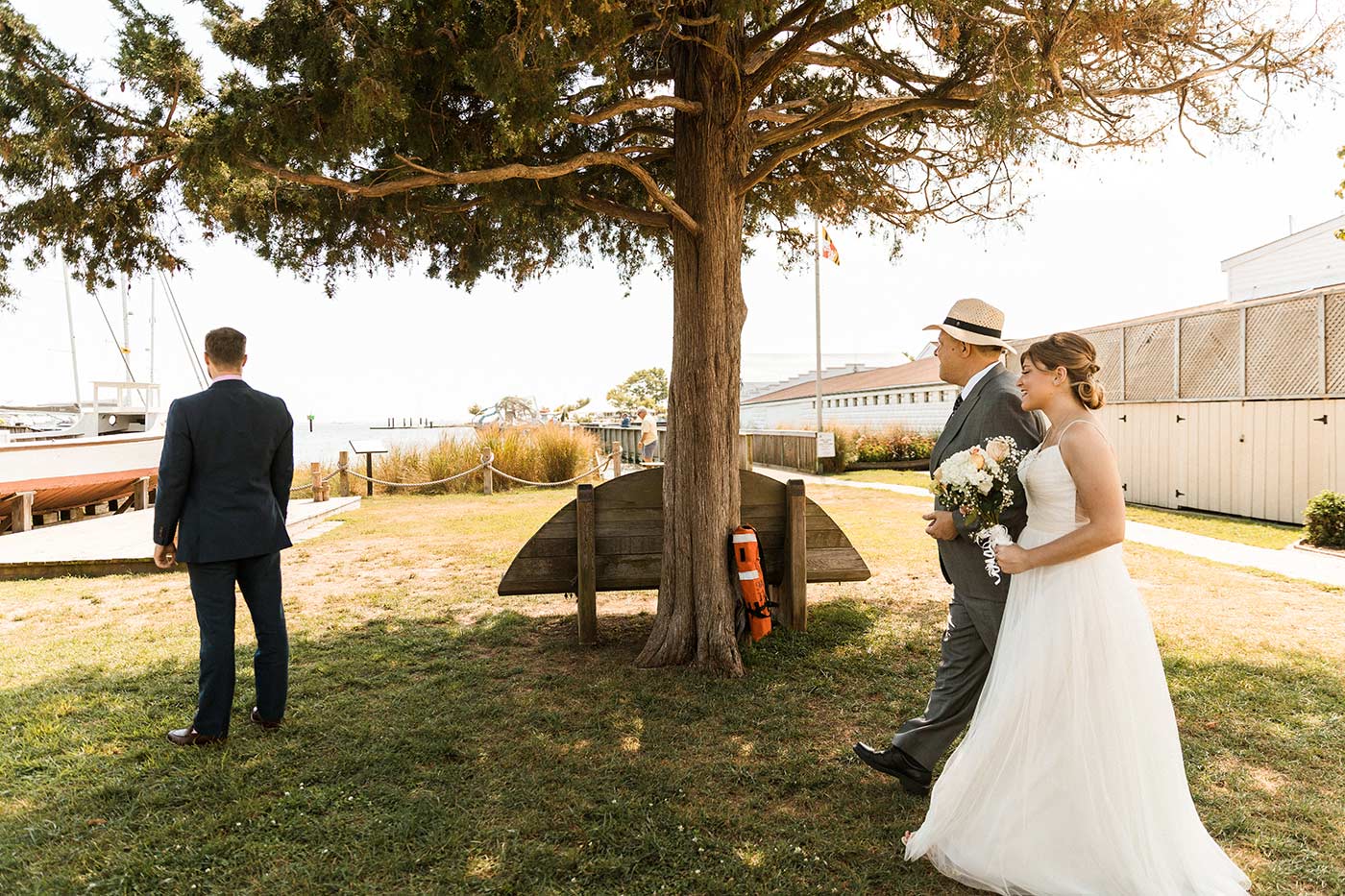 bride and groom first look