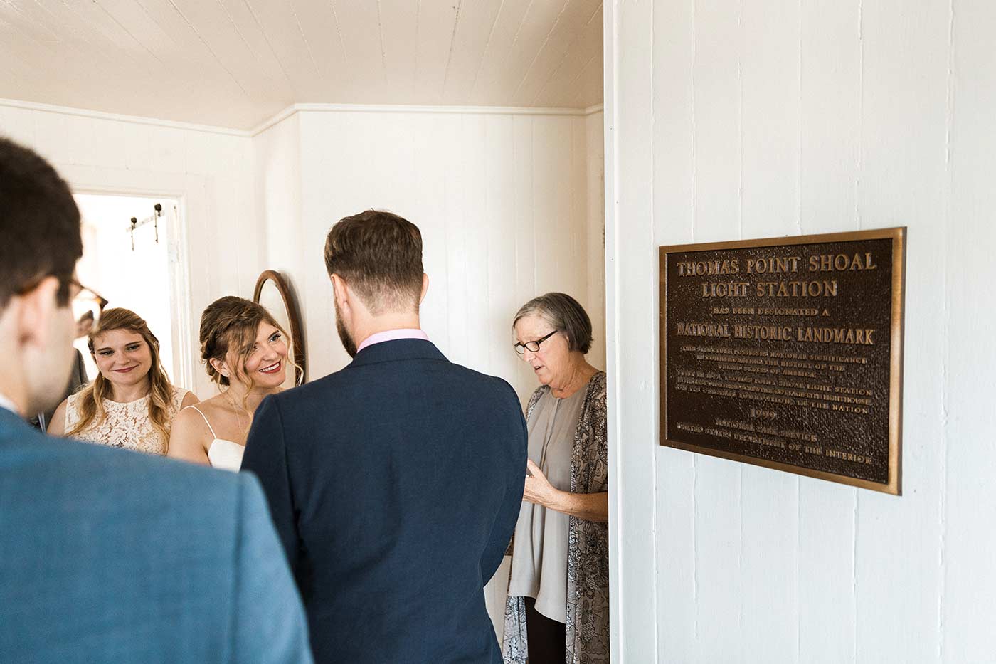 wedding ceremony inside thomas point shoal lighthouse