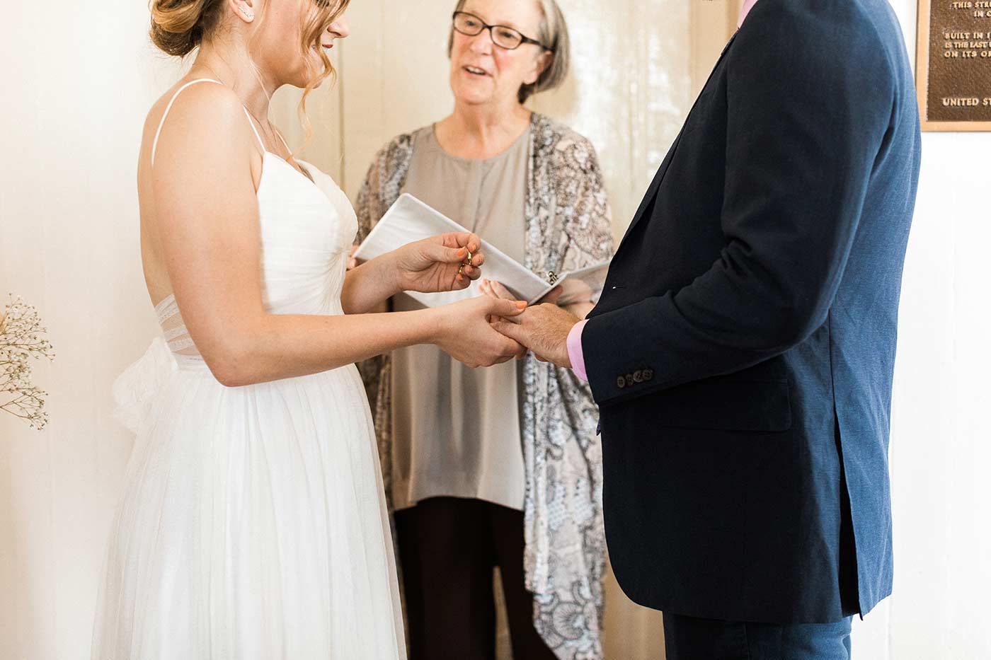 wedding ceremony inside thomas point shoal lighthouse