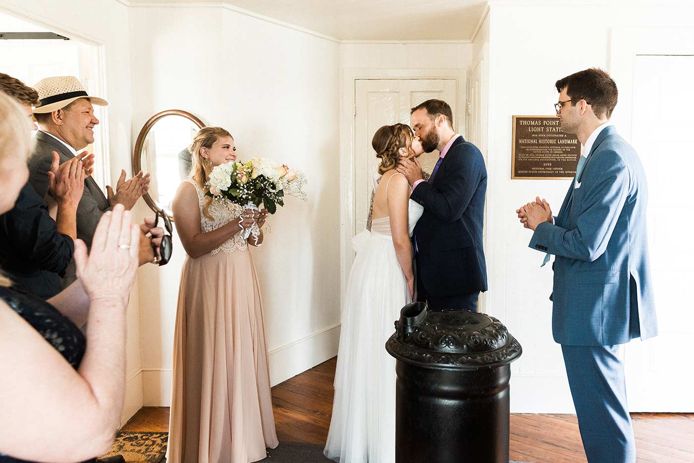 wedding ceremony inside thomas point shoal lighthouse