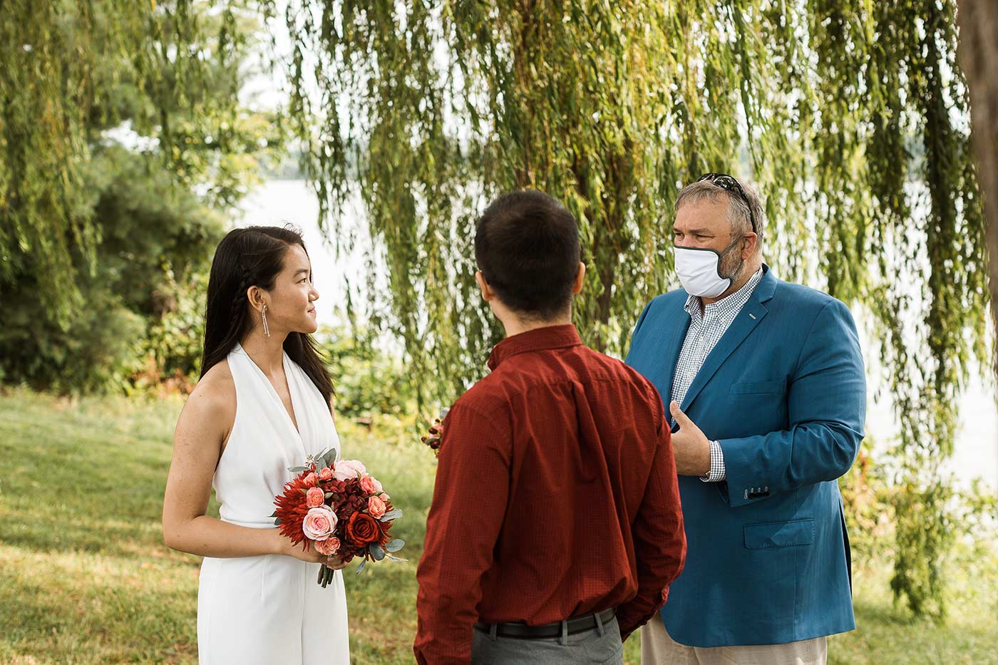 masked wedding officiant