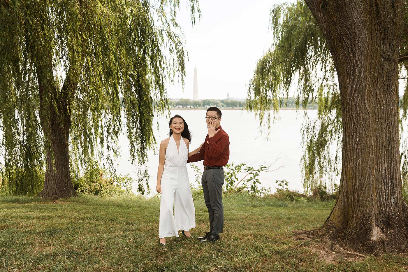 Groom showing off wedding ring