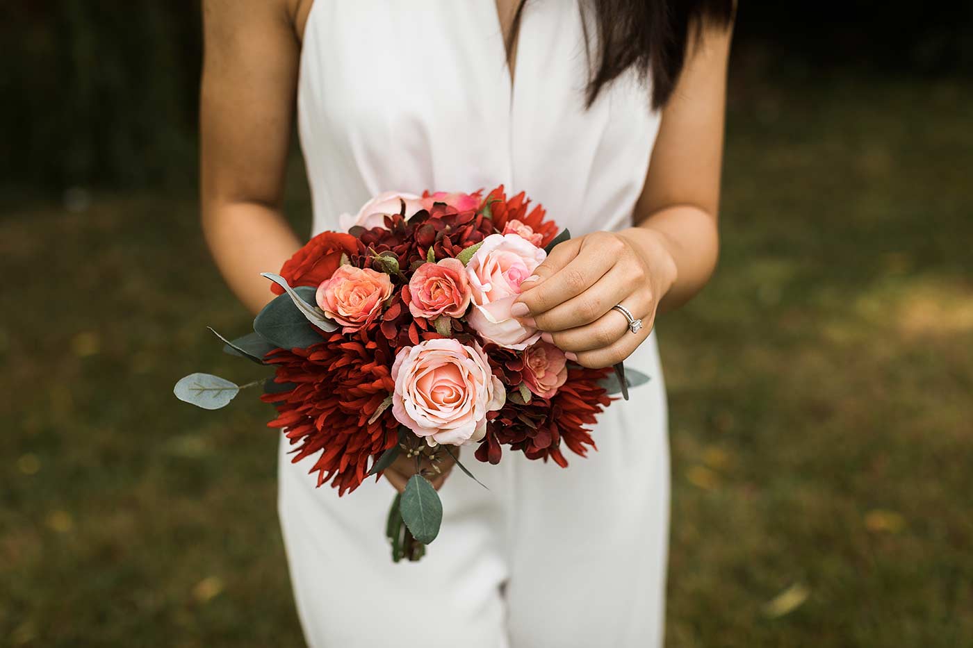 red bridal bouquet