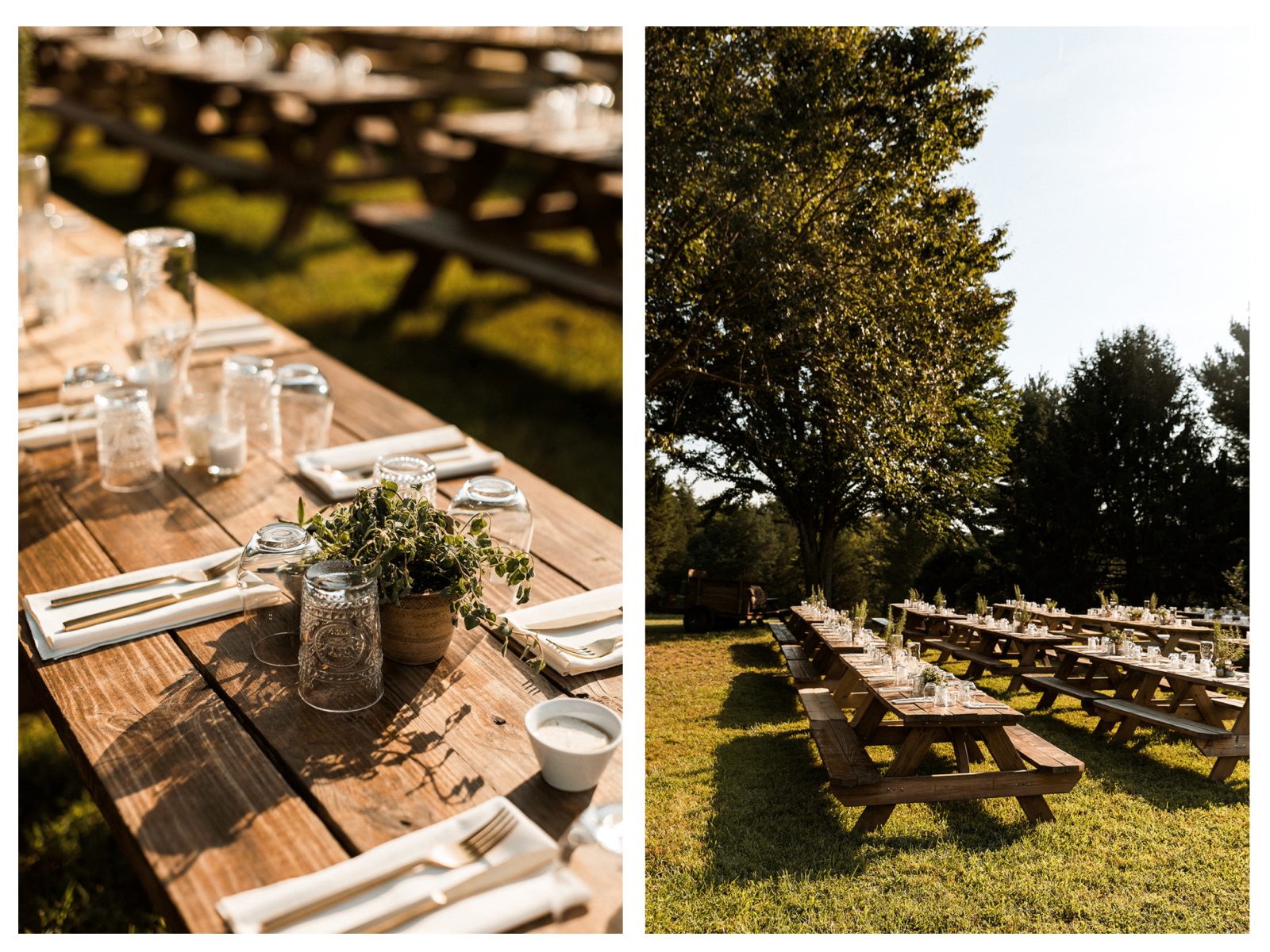 picnic tables wedding decor