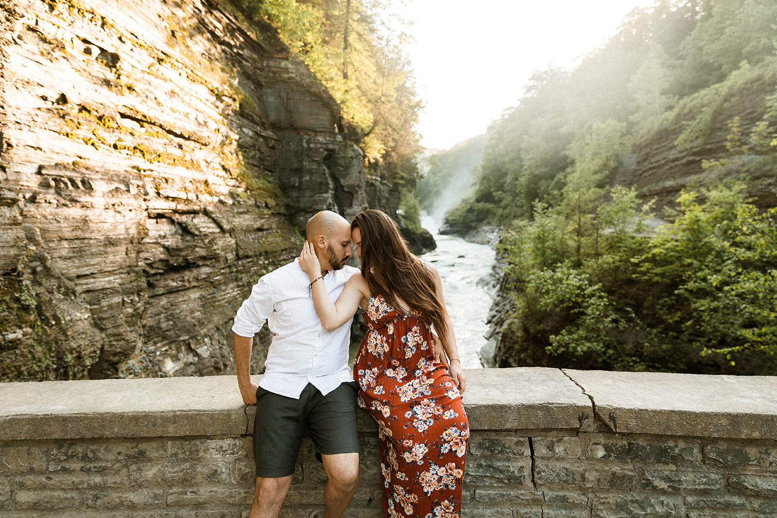 man and woman on falls bridge