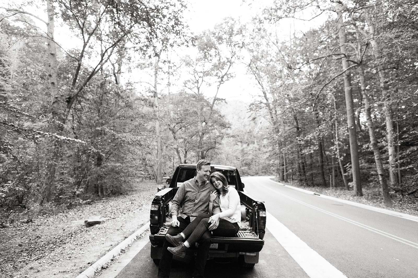 engagement photos with truck