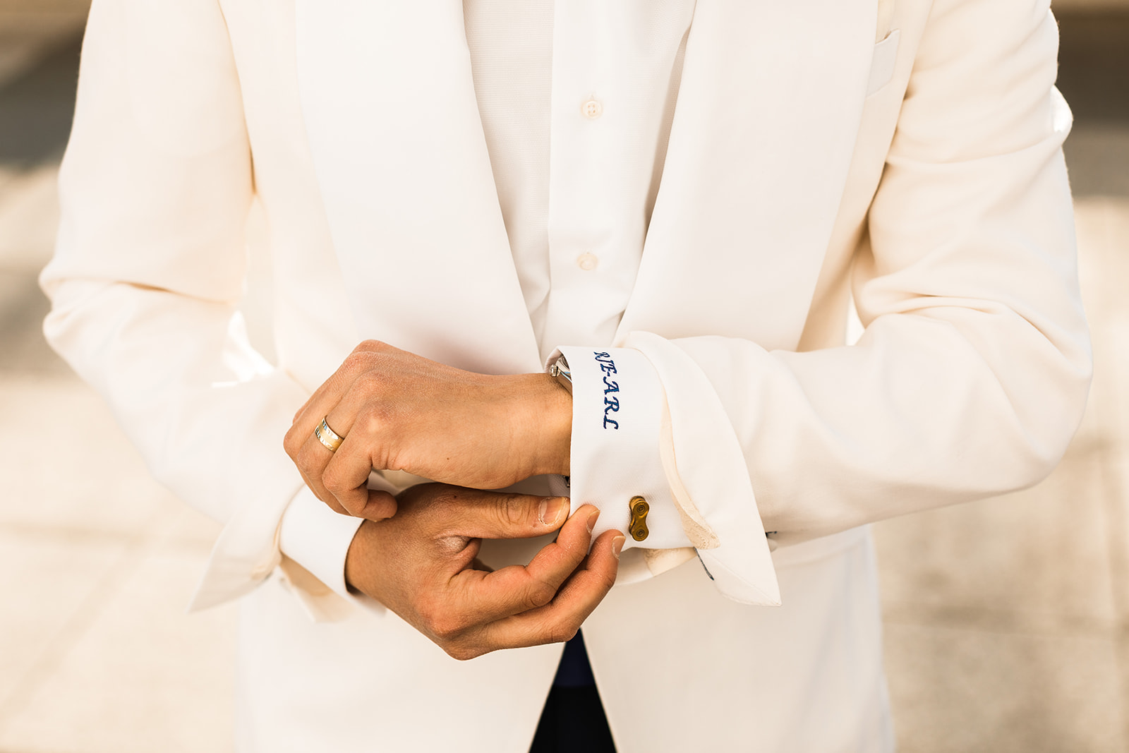 groom custom embroidered cuffs