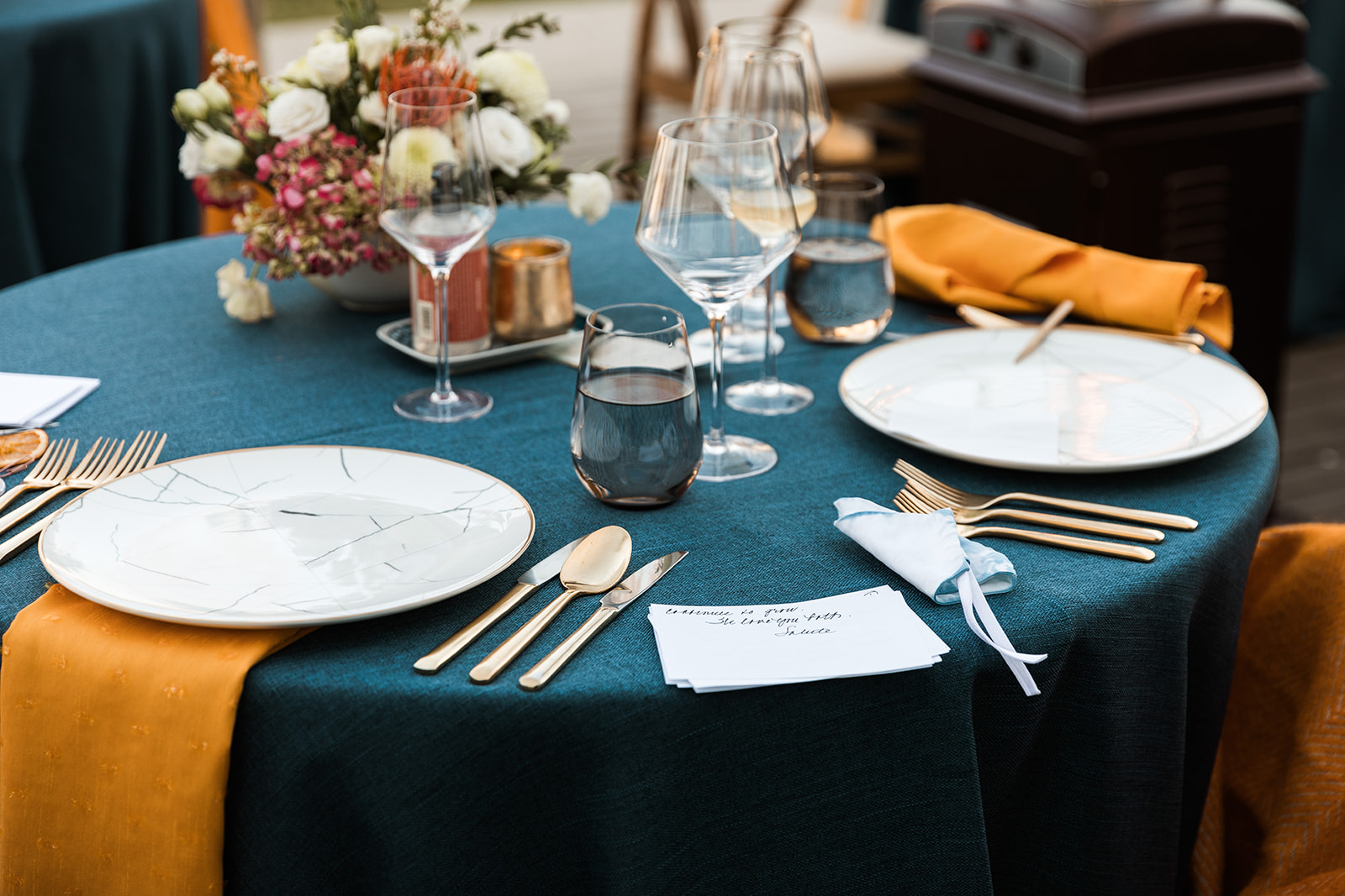 teal and gold wedding colors