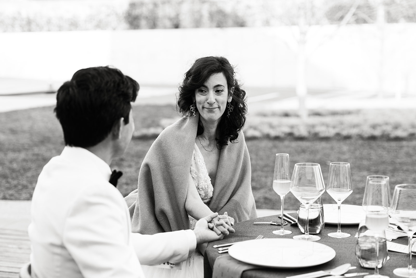 bride and groom during speeches
