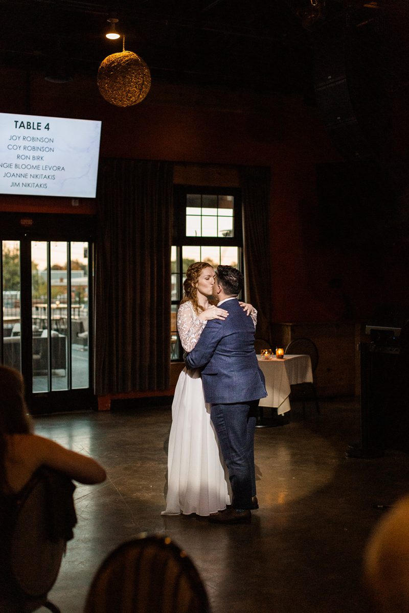 LGBTQ+ couple wedding first dance at Ivy City Smokehouse. 
