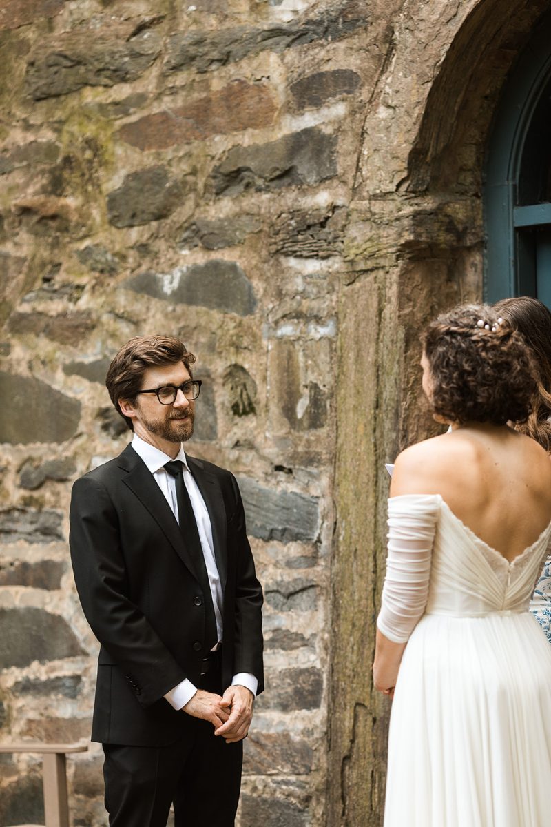 groom during wedding ceremony at carlyle house garden