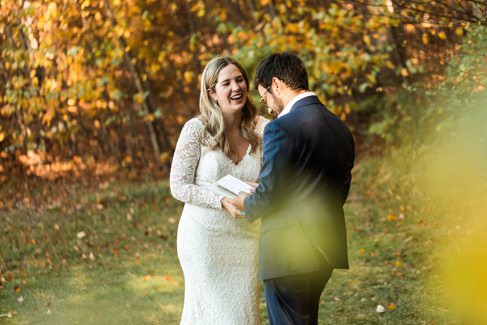 bride and groom first look