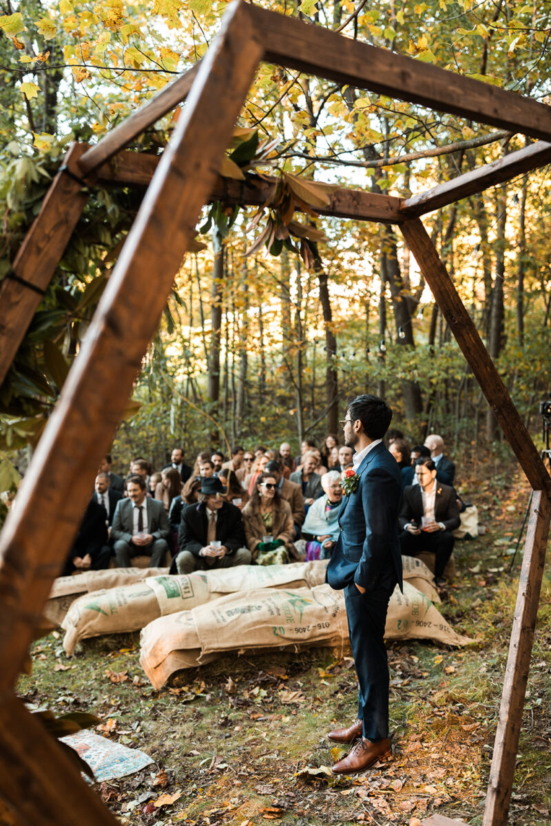candid backyard wedding ceremony moments at a family farm in shenandoah