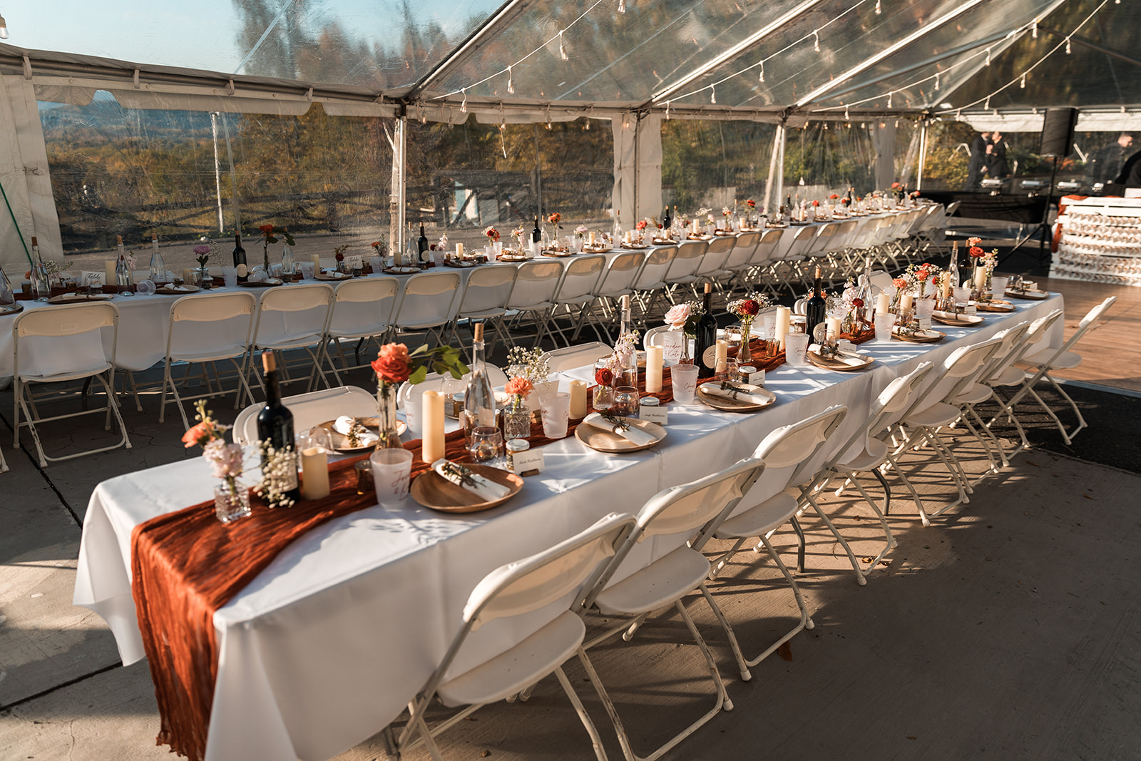 tented backyard wedding reception at a family farm in shenandoah