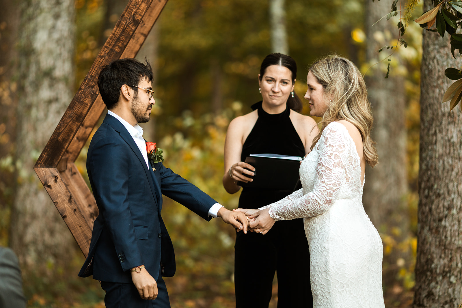 candid backyard wedding ceremony moments at a family farm in shenandoah