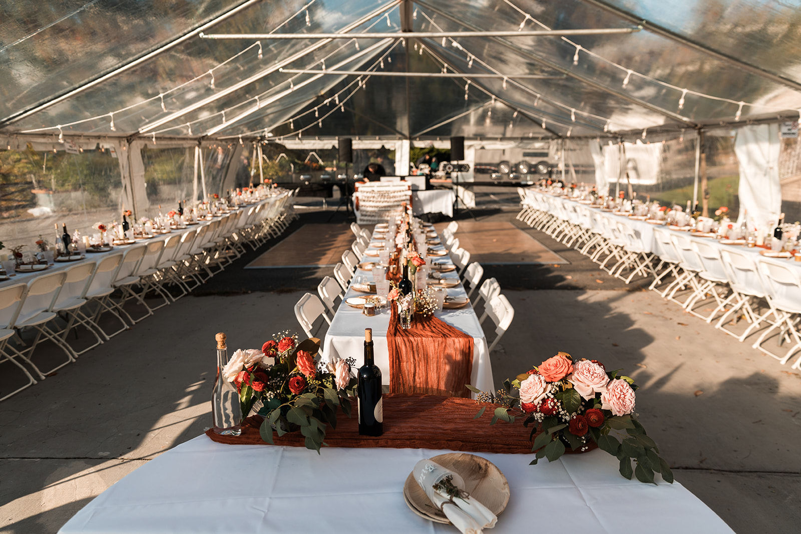 tented backyard wedding reception at a family farm in shenandoah
