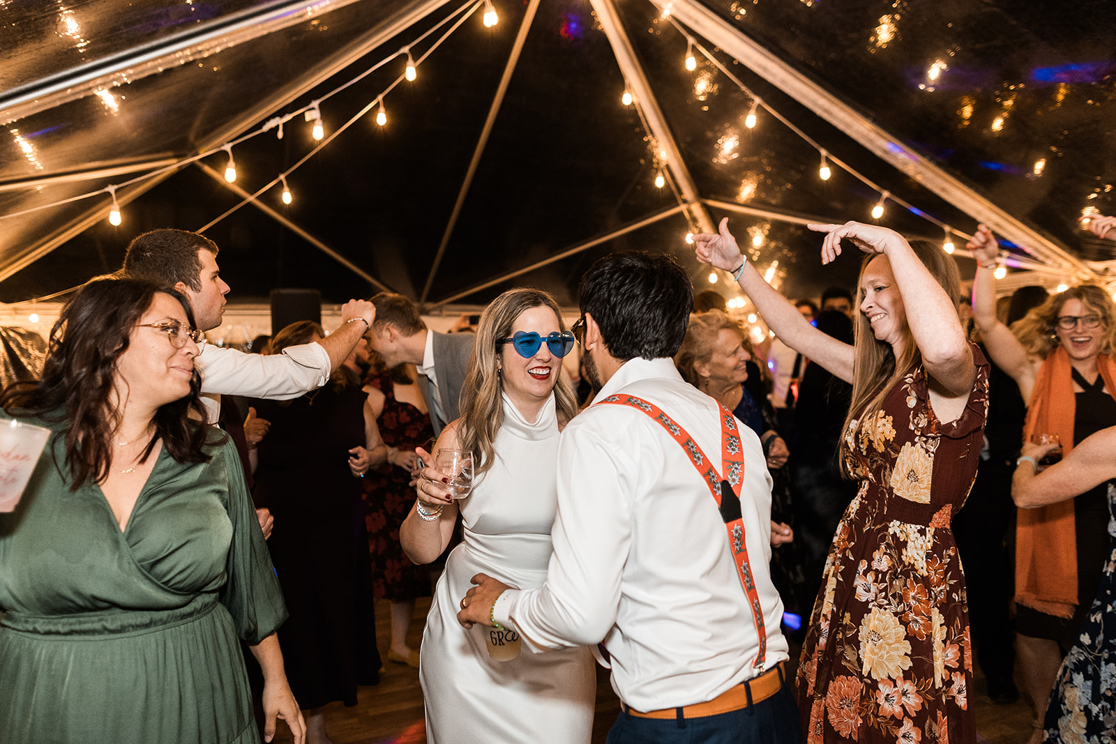 candid wedding reception dancing moments during a backyard wedding in shenandoah