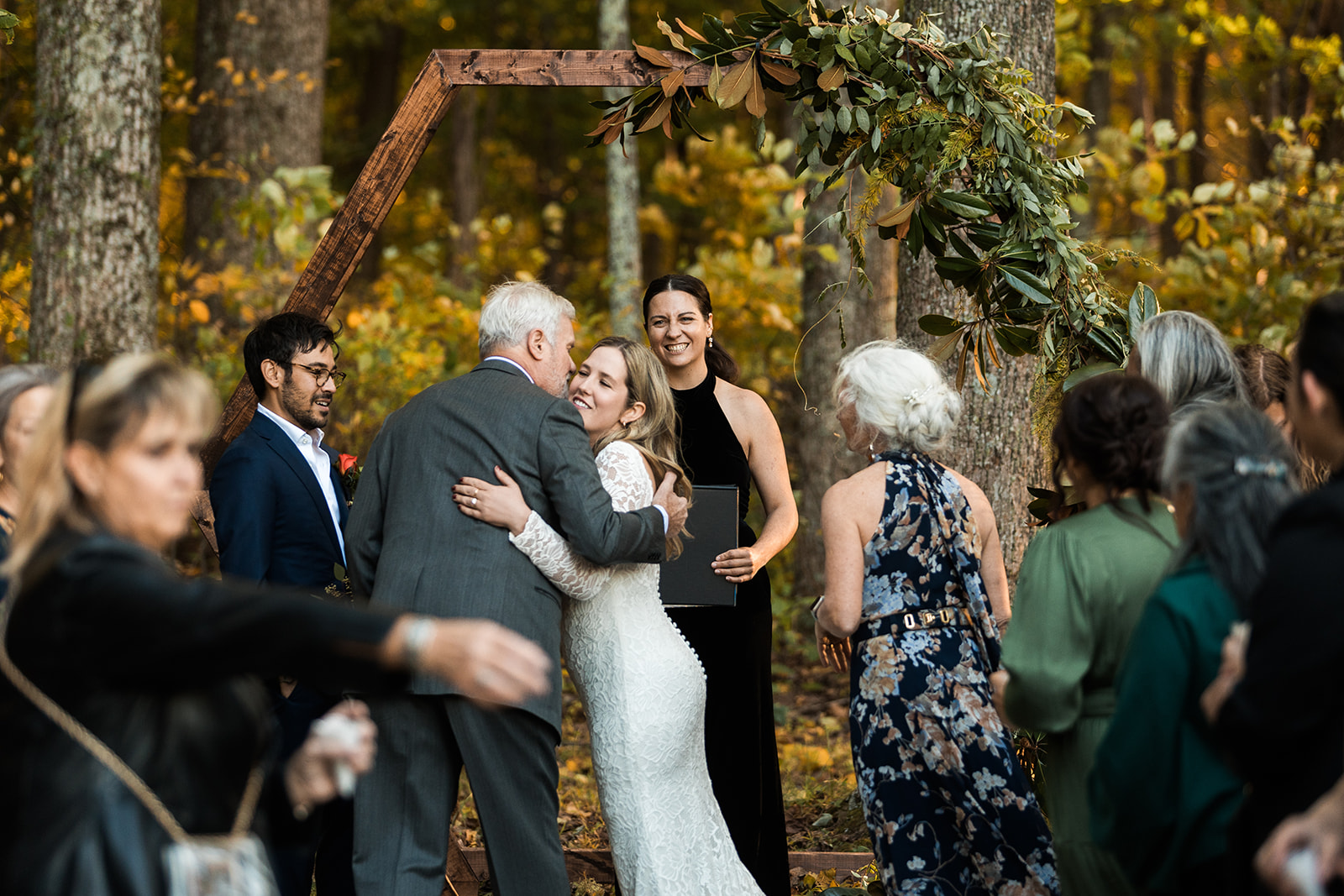 candid backyard wedding ceremony moments at a family farm in shenandoah