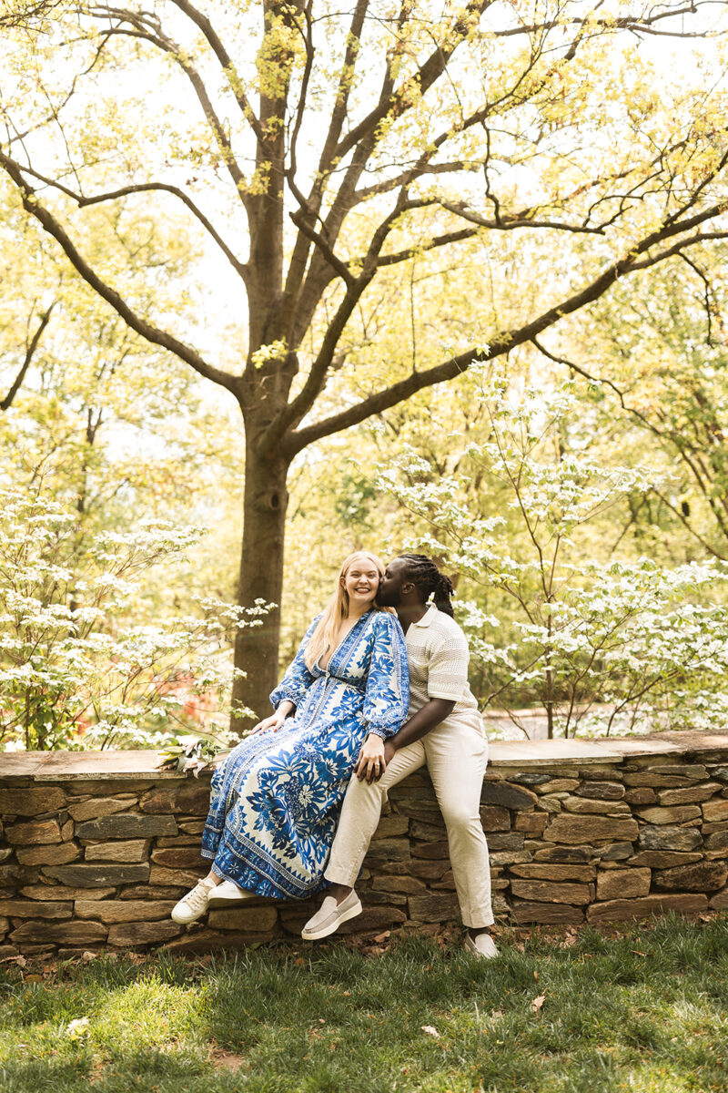 romantic couple at bishops garden, the national cathedral in dc