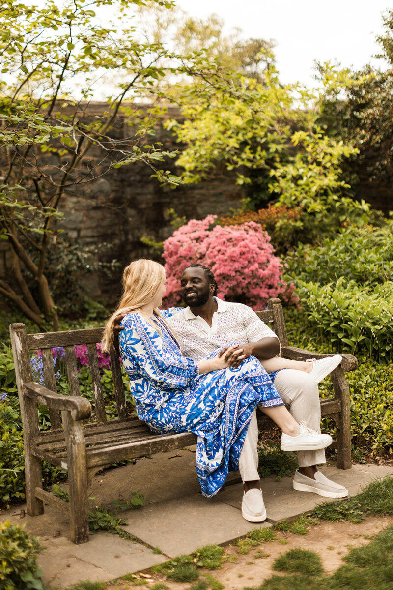 romantic couple at bishops garden, the national cathedral in dc