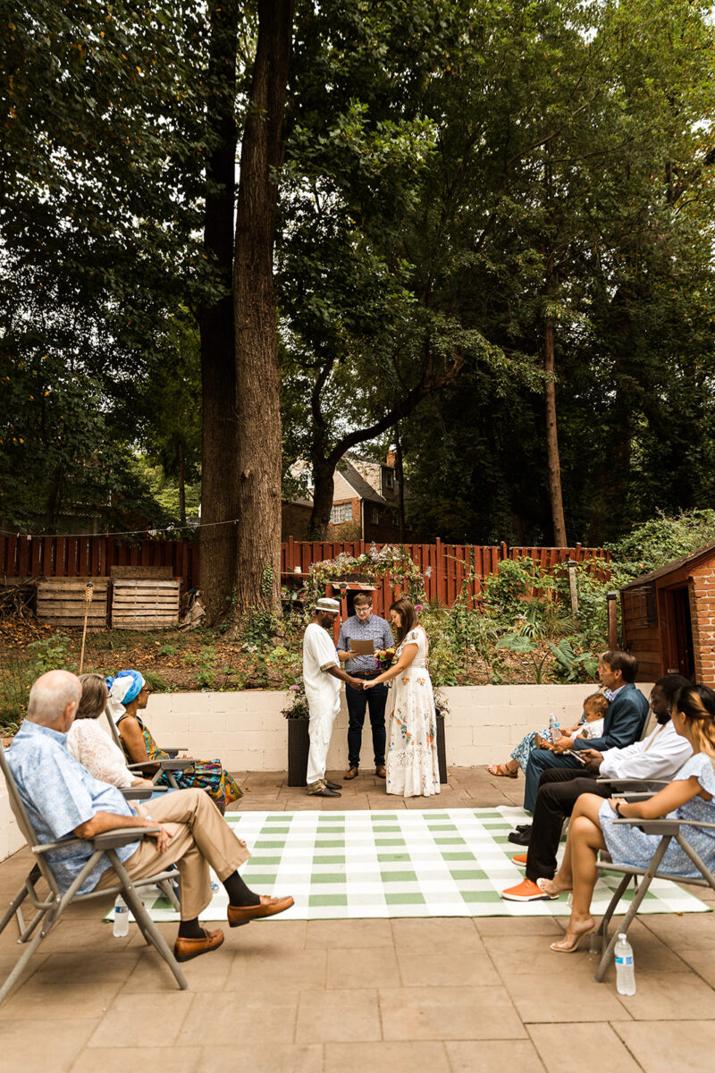 candid backyard wedding ceremony at home