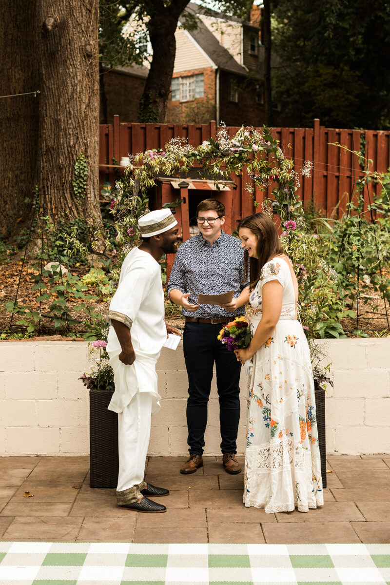 candid backyard wedding ceremony at home